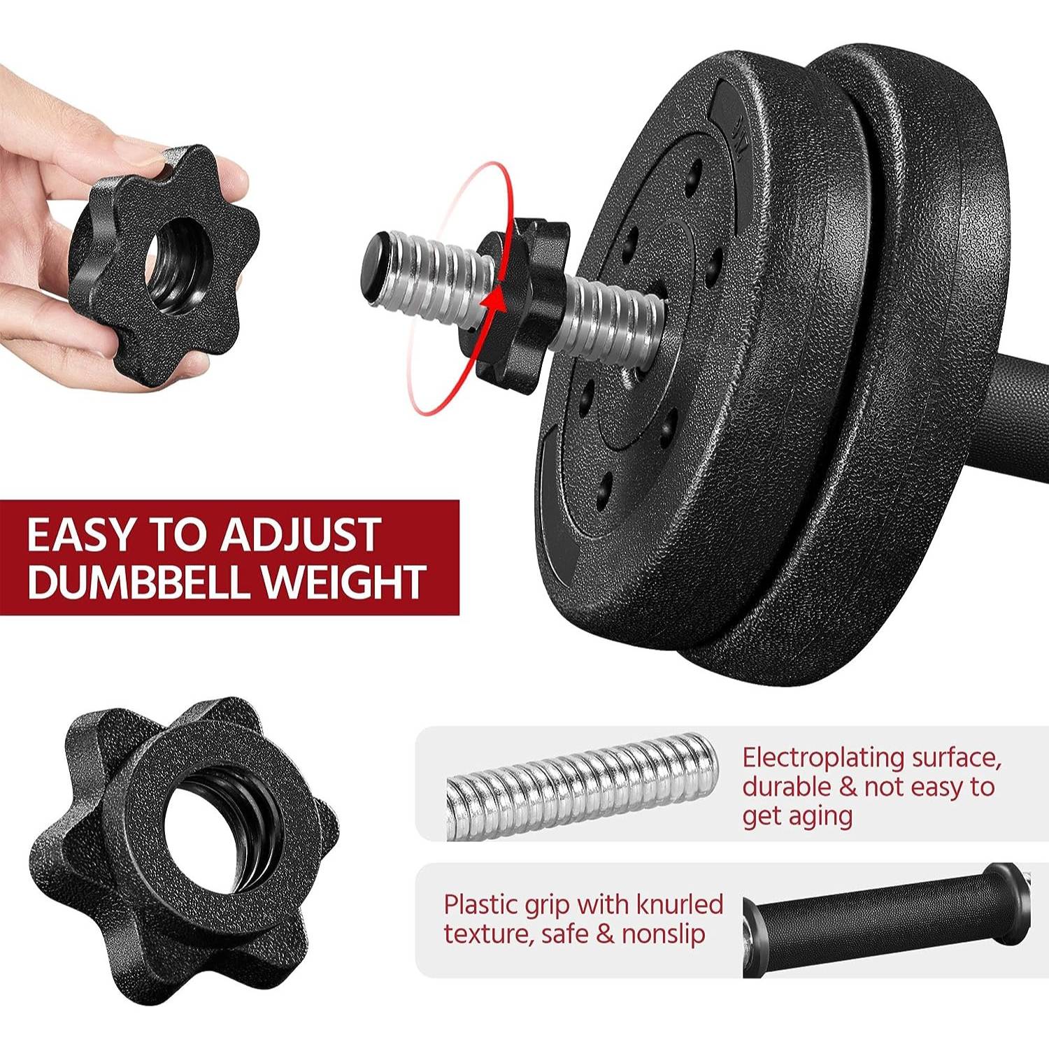 Adjustable Dumbbell Set, 15kg: image 3